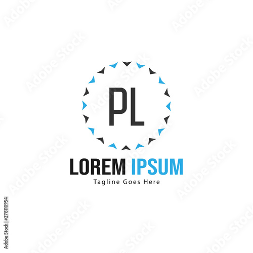 Initial PL logo template with modern frame. Minimalist PL letter logo vector illustration