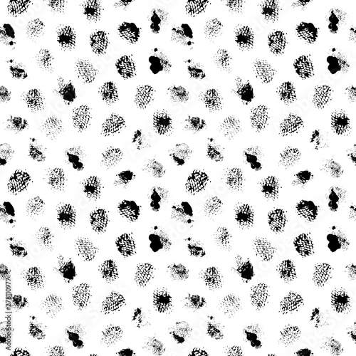 Simple geometric texture with sponge stains. Vector round stamp brush texture.