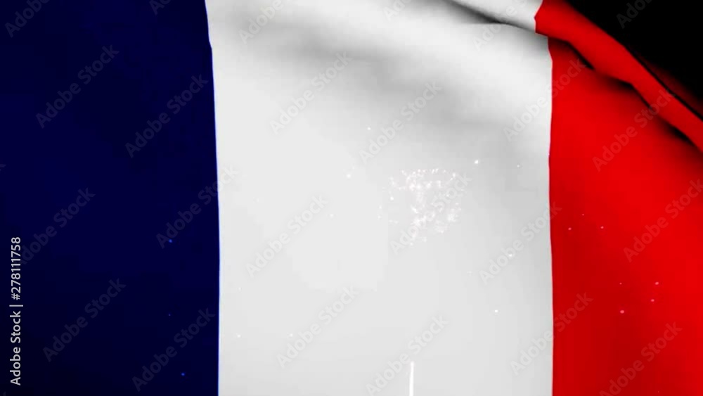 France national day flag and fireworks