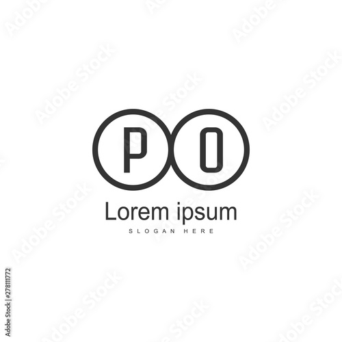 Initial PO logo template with modern frame. Minimalist PO letter logo vector illustration
