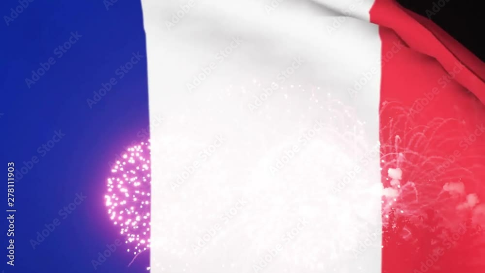 France national day flag and fireworks