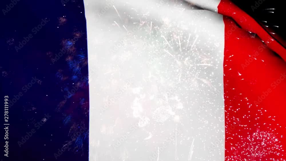 France national day flag and fireworks