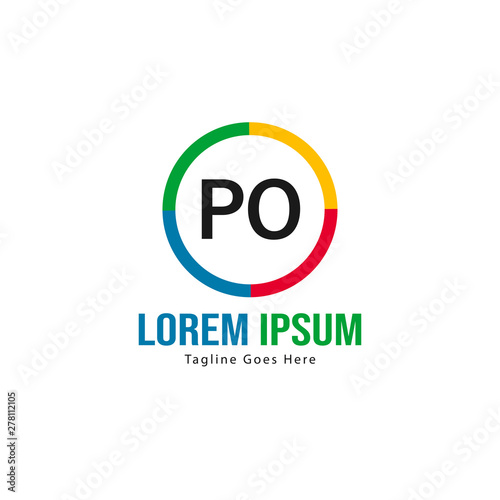 Initial PO logo template with modern frame. Minimalist PO letter logo vector illustration