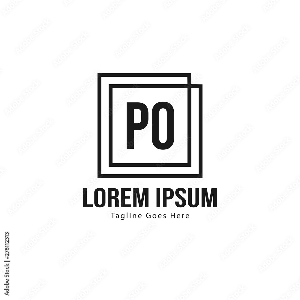 Obraz premium Initial PO logo template with modern frame. Minimalist PO letter logo vector illustration