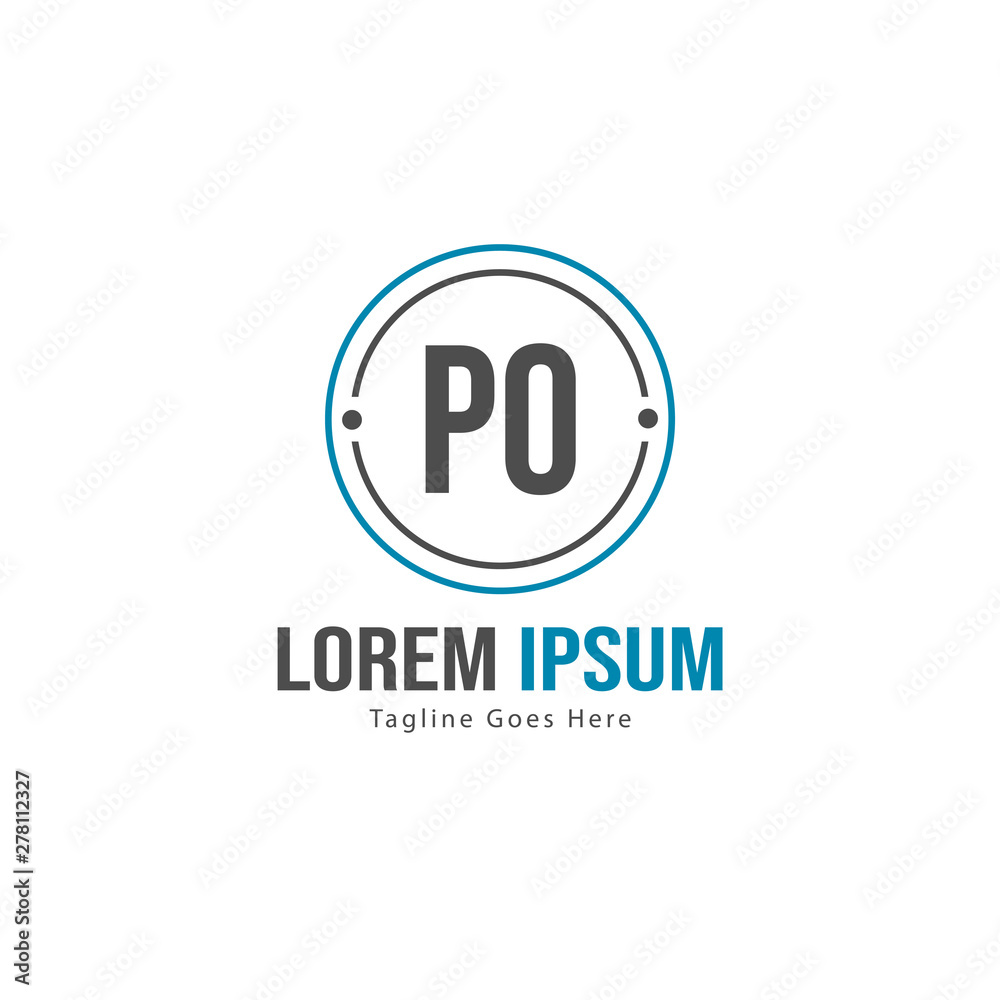 Initial PO logo template with modern frame. Minimalist PO letter logo vector illustration Initial PO logo template with modern frame. Minimalist PO letter logo vector illustration