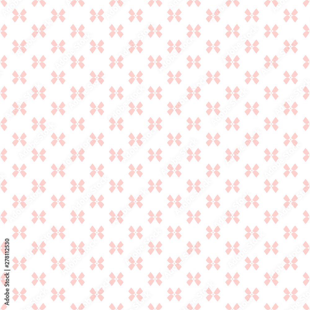 Subtle vector seamless pattern with small pink bows. Delicate girlish background