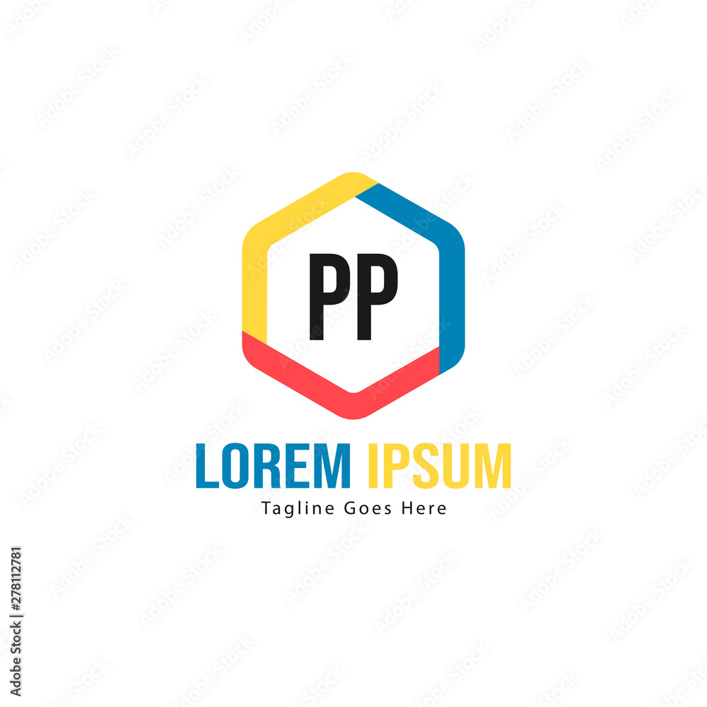 Fototapeta premium Initial PP logo template with modern frame. Minimalist PP letter logo vector illustration