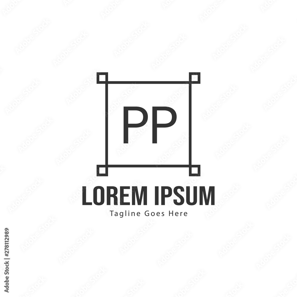 Initial PP logo template with modern frame. Minimalist PP letter logo vector illustration