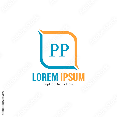 Initial PP logo template with modern frame. Minimalist PP letter logo vector illustration