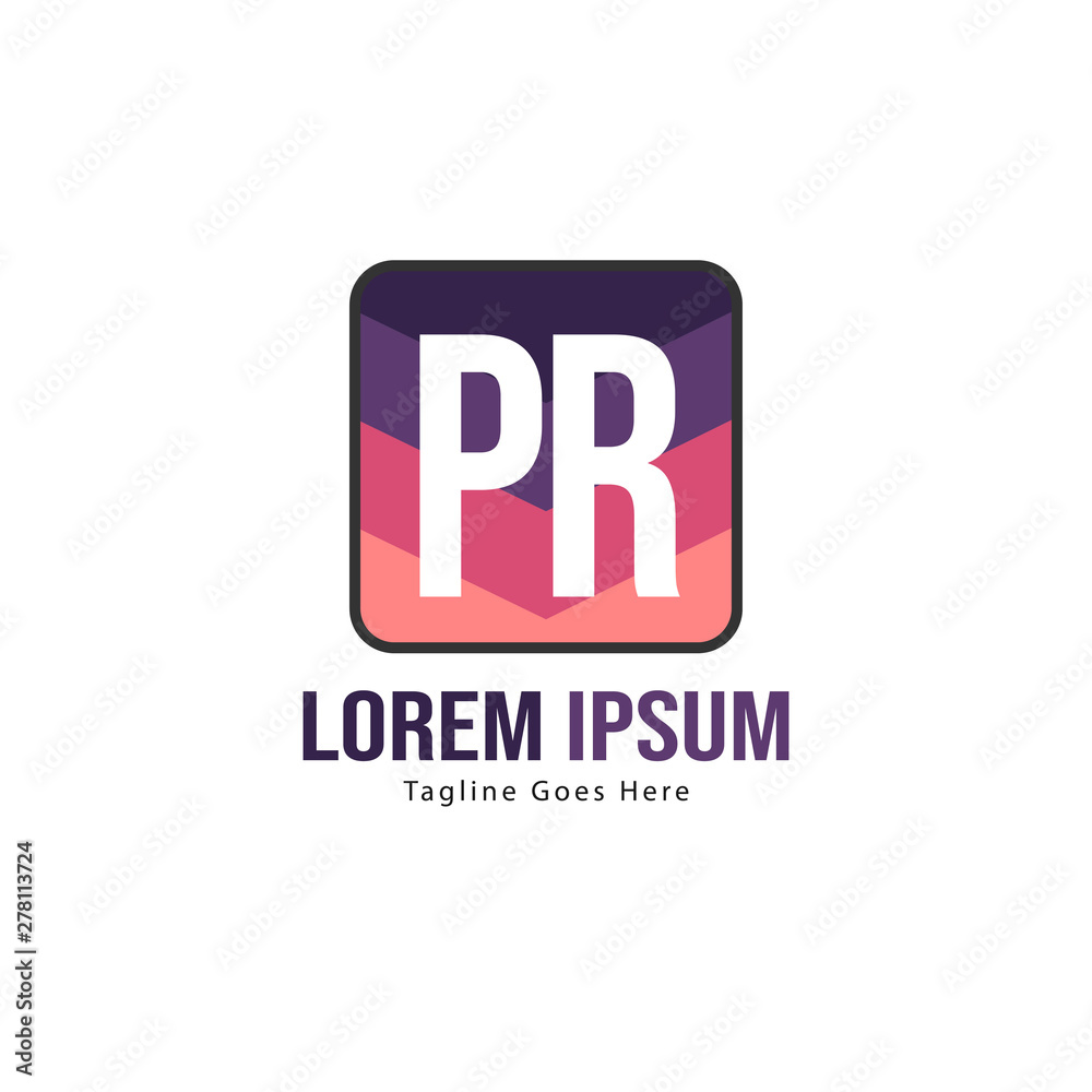 Fototapeta premium Initial PR logo template with modern frame. Minimalist PR letter logo vector illustration
