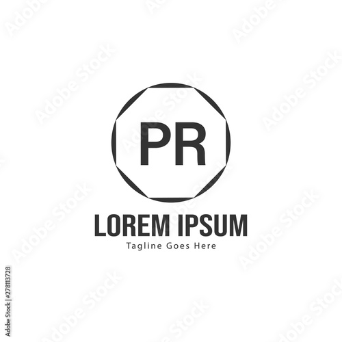 Initial PR logo template with modern frame. Minimalist PR letter logo vector illustration