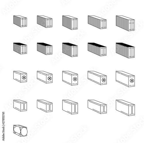 Cargo containers - icon outline set, export, shipping and logistics lineal Icon Set of tips cargo, Shipping. Isolated vector illustration.