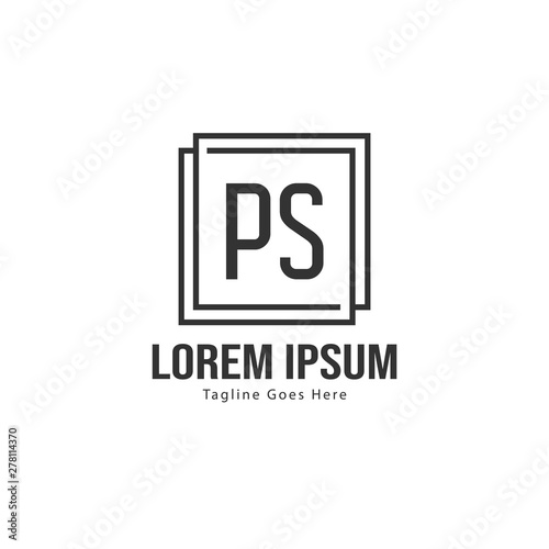 Initial PS logo template with modern frame. Minimalist PS letter logo vector illustration