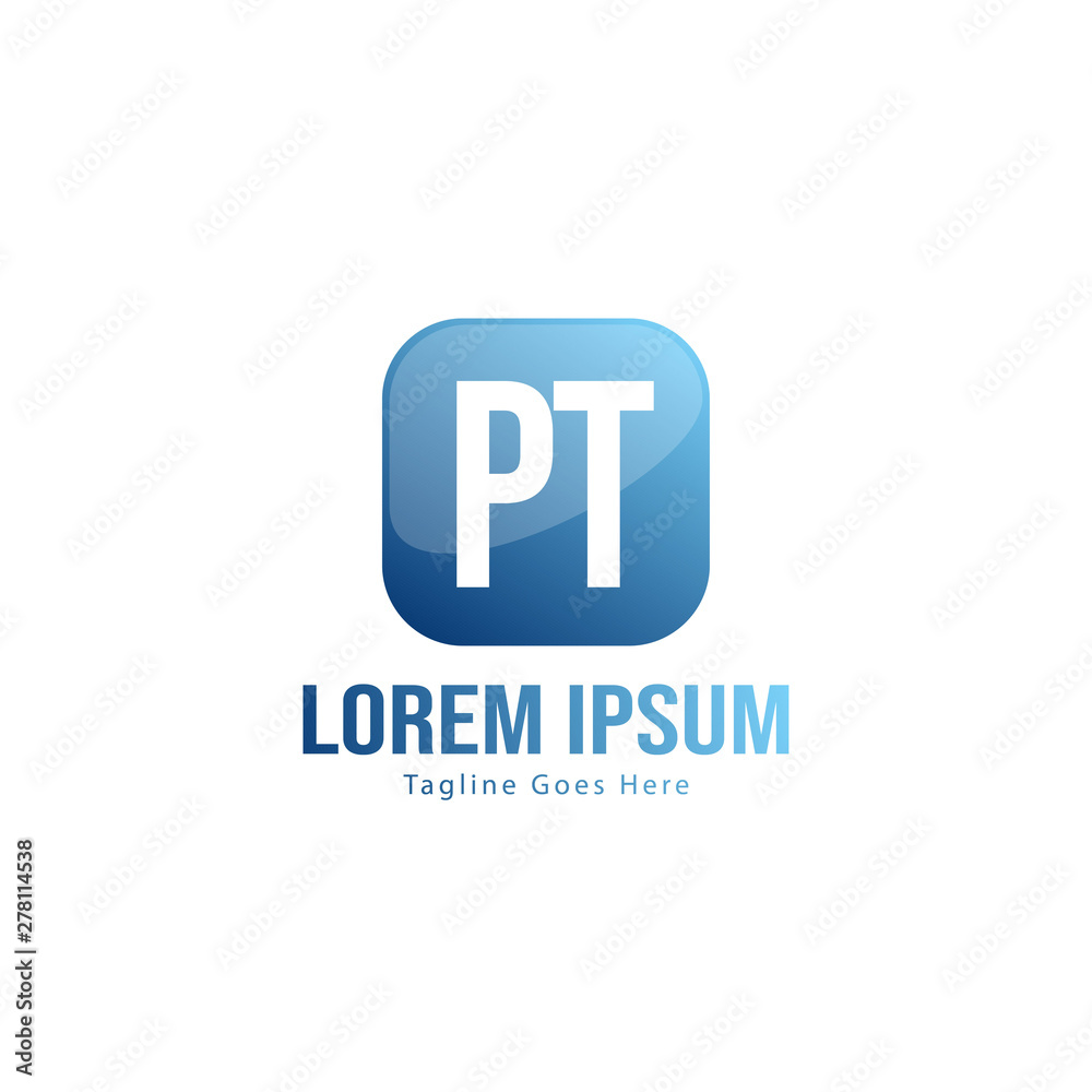 Initial PT logo template with modern frame. Minimalist PT letter logo vector illustration