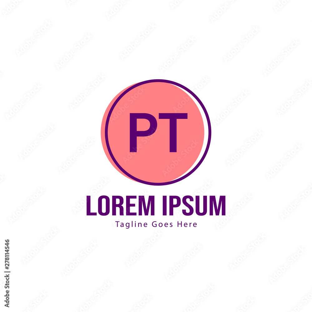 Initial PT logo template with modern frame. Minimalist PT letter logo vector illustration