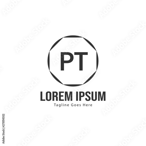 Initial PT logo template with modern frame. Minimalist PT letter logo vector illustration