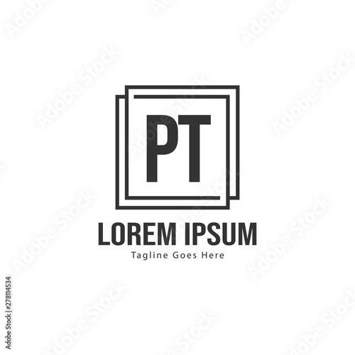 Initial PT logo template with modern frame. Minimalist PT letter logo vector illustration