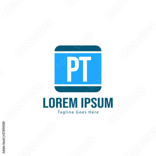 Initial PT logo template with modern frame. Minimalist PT letter logo vector illustration