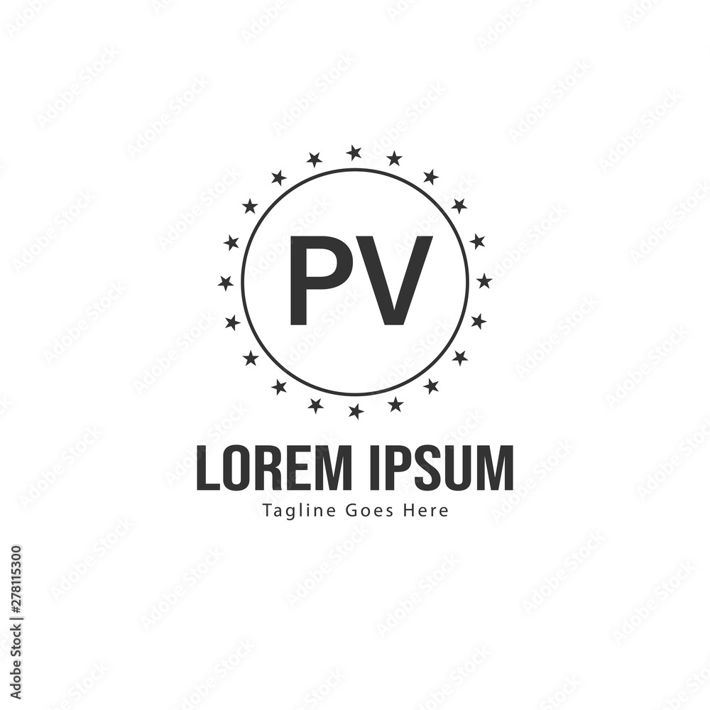 Initial PV logo template with modern frame. Minimalist PV letter logo vector illustration Initial PV logo template with modern frame. Minimalist PV letter logo vector illustration