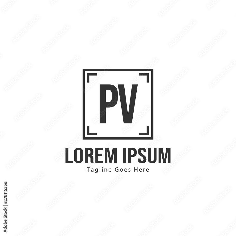Initial PV logo template with modern frame. Minimalist PV letter logo vector illustration Initial PV logo template with modern frame. Minimalist PV letter logo vector illustration