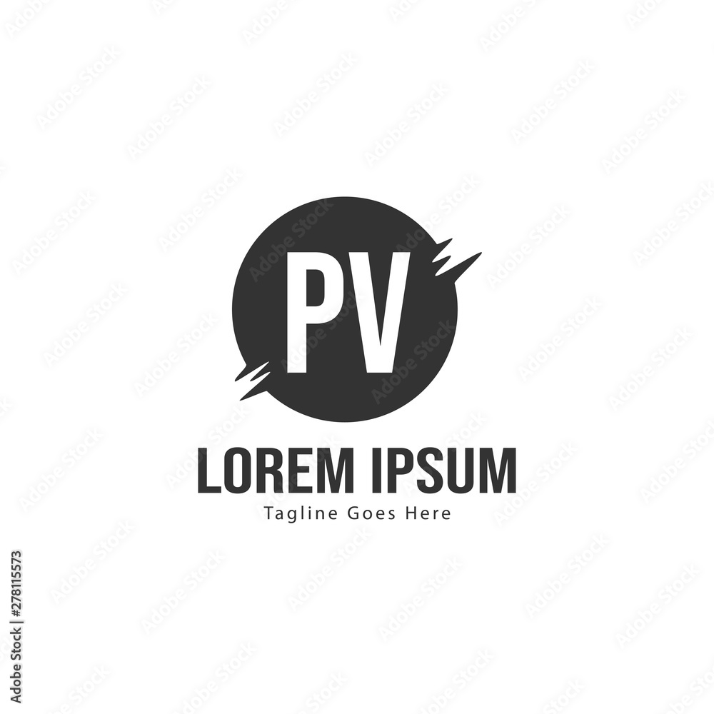 Initial PV logo template with modern frame. Minimalist PV letter logo vector illustration Initial PV logo template with modern frame. Minimalist PV letter logo vector illustration