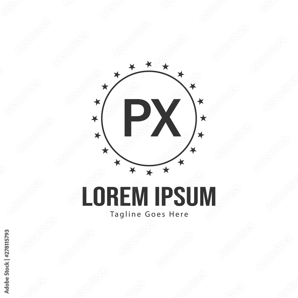 Fototapeta premium Initial PX logo template with modern frame. Minimalist PX letter logo vector illustration