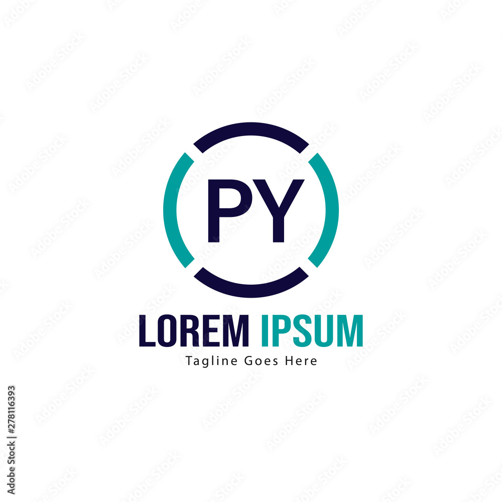 Initial PY logo template with modern frame. Minimalist PY letter logo vector illustration Initial PY logo template with modern frame. Minimalist PY letter logo vector illustration