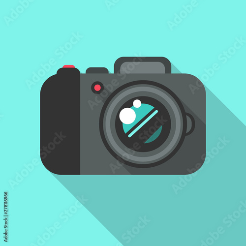 Foto Kamera mit Objektiv Linse Icon Symbol Flat Design Vektor digital Technologie
