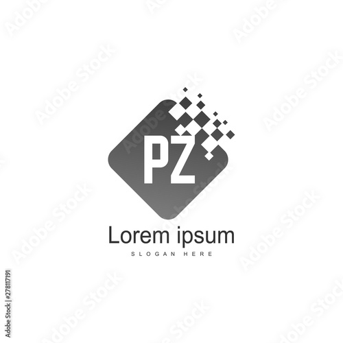 Initial PZ logo template with modern frame. Minimalist PZ letter logo vector illustration