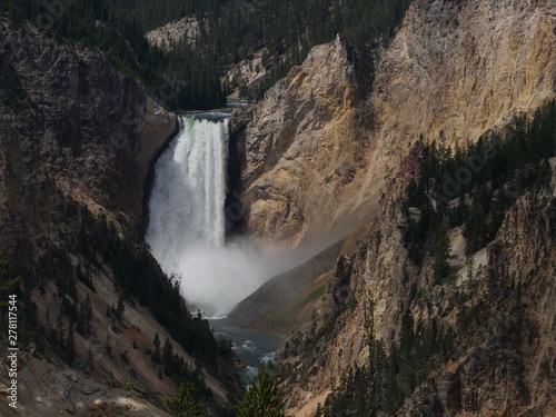Breathtaking view of the Lower Falls seen from the lookout point, Yellowstone National Park, Wyoming.
