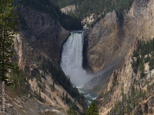 Medium close up of the Lower Falls viewed from the lookout point  Yellowstone National Park  Wyoming.