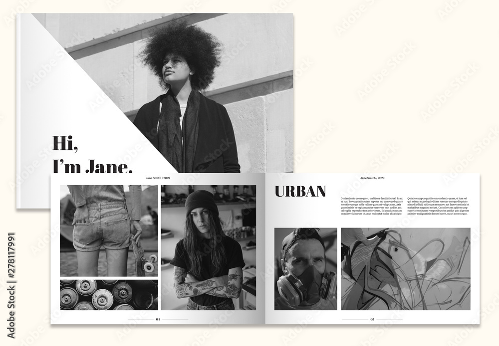 Black and White Portfolio Layout Stock Template | Adobe Stock