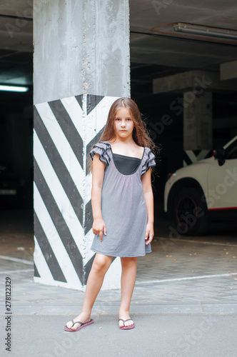 Free Download Little cute girl street city lifestyle shooting, summer, smiling at camera - GFXLoad