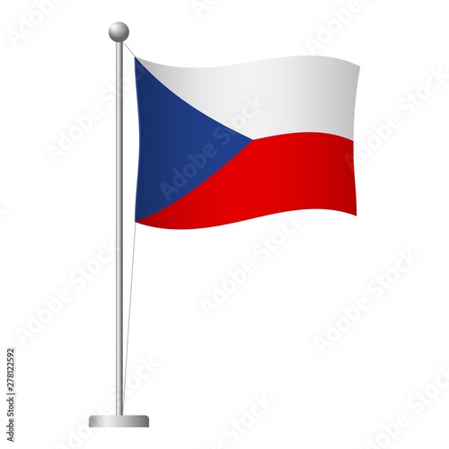 Czech Republic flag on pole icon