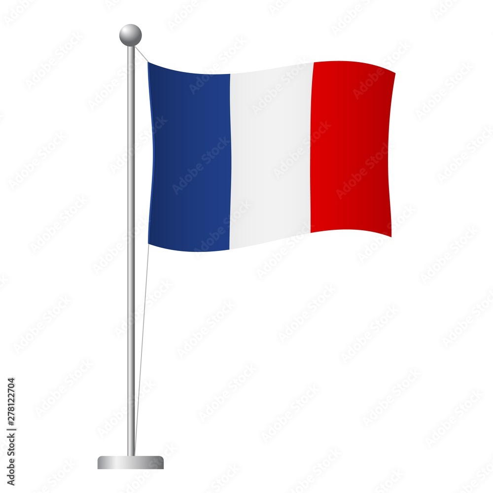 France flag on pole icon