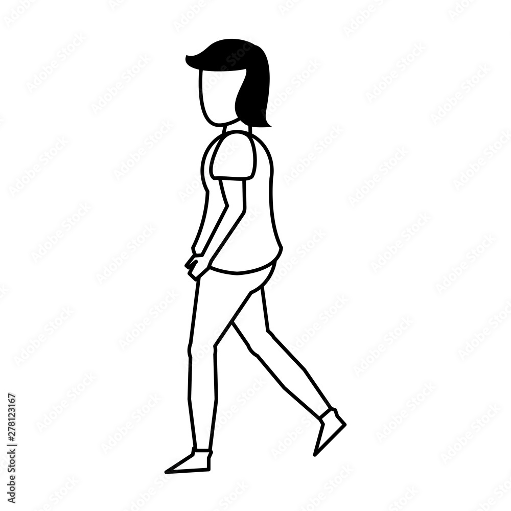 young woman without face cartoon in black and white young woman without face cartoon in black and white