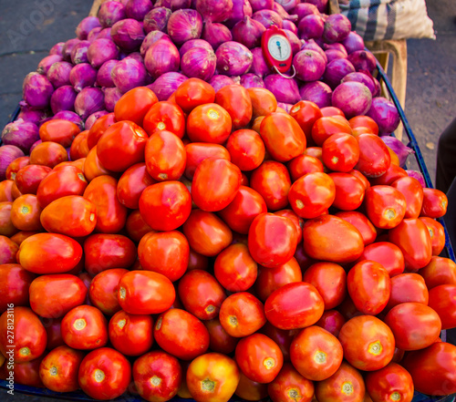 Fresh tomatoes at a market in Peru