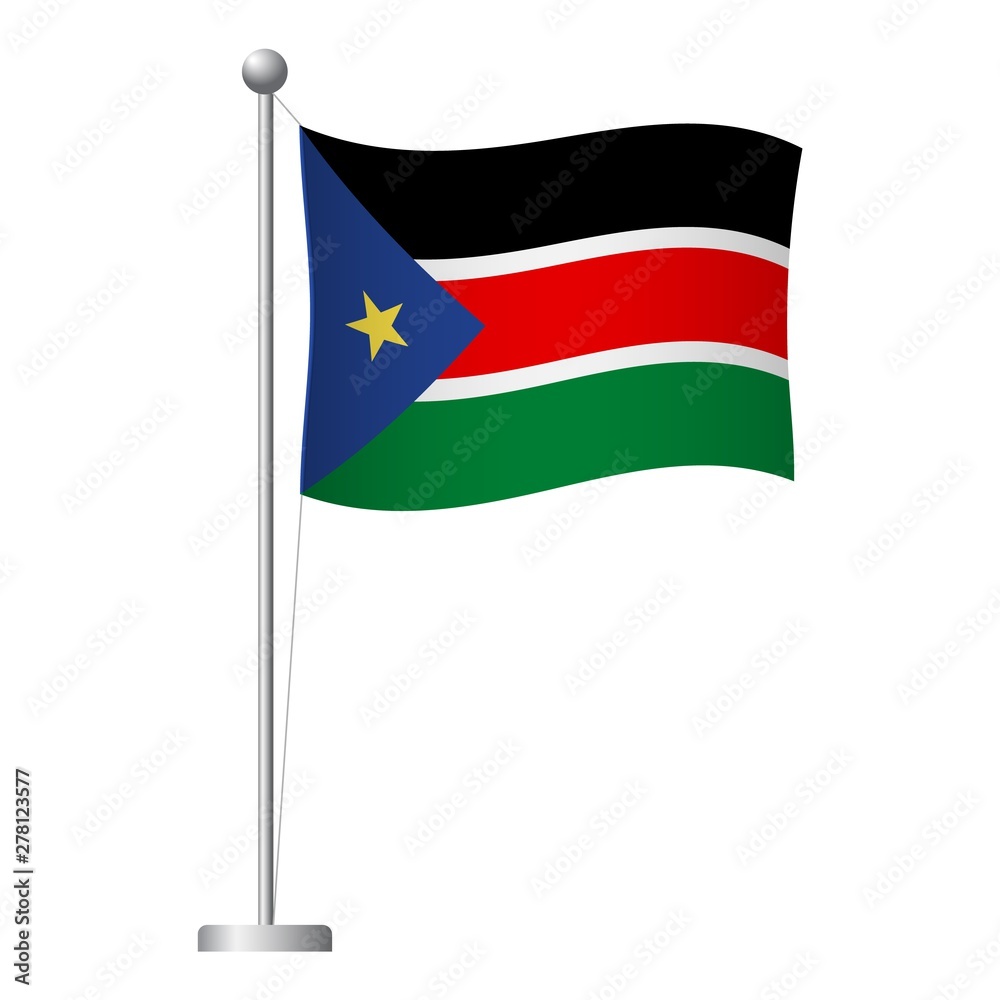 South Sudan flag on pole icon South Sudan flag on pole icon