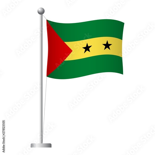 Sao Tome and Principe flag on pole icon