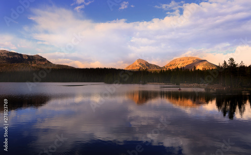 Scenic Crystal lake landscape in Uinta Wasatch national forest