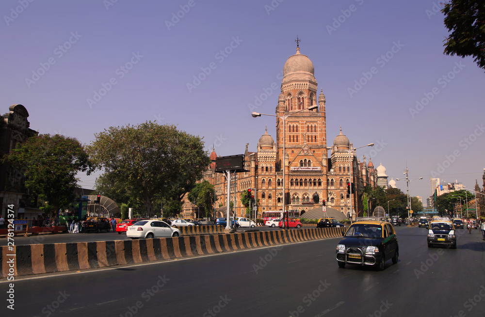 Mumbai, INDIA - December 6 : Historic Mumbai city corporation building in Mumbai India, on December 6,2015 Mumbai, India Mumbai, INDIA - December 6 : Historic Mumbai city corporation building in Mumbai India, on December 6,2015 Mumbai, India