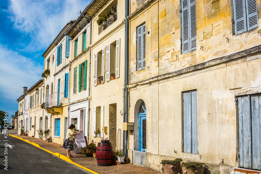 Bourg sur Gironde, France - October 24, 2013. Traditional french houses