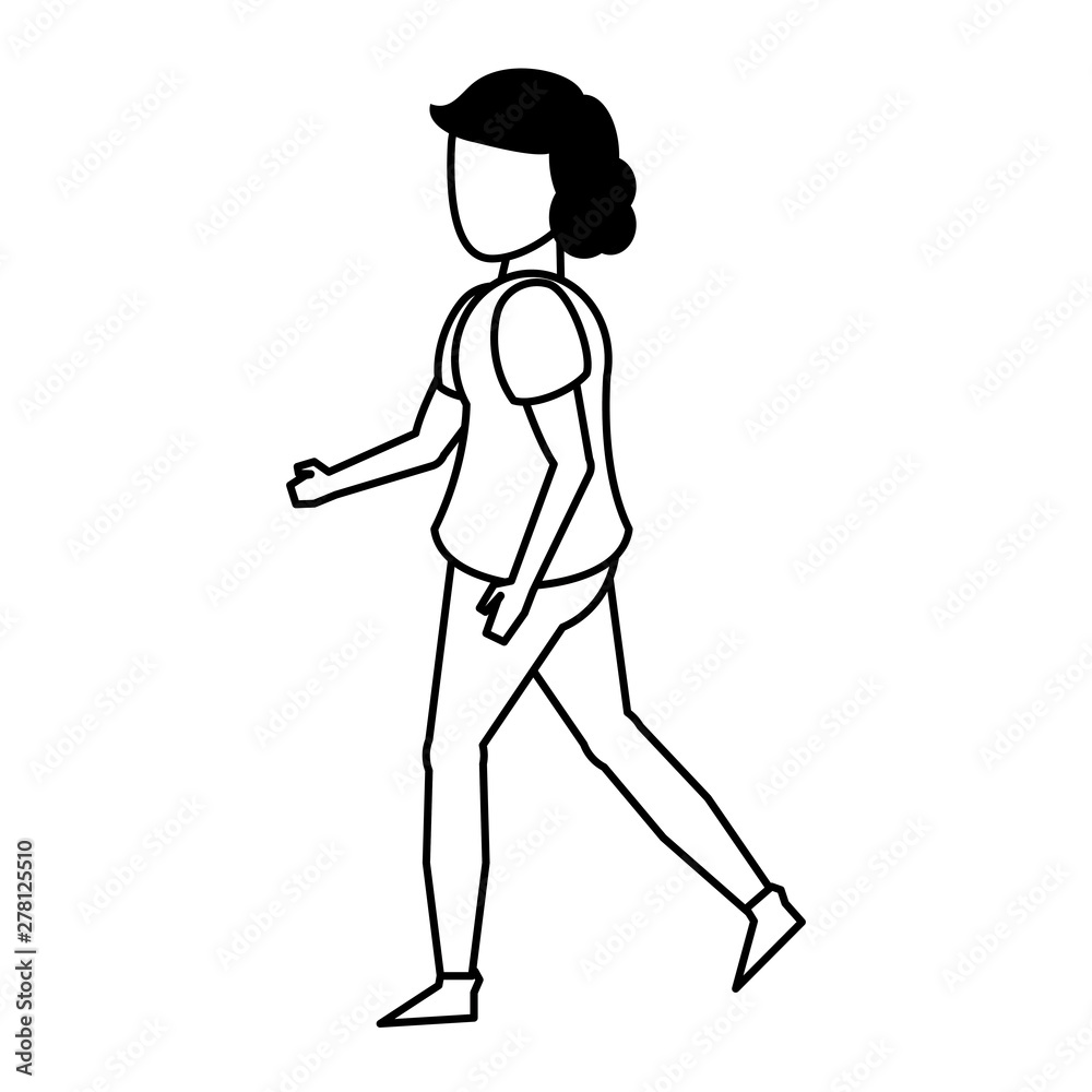young woman without face cartoon in black and white young woman without face cartoon in black and white