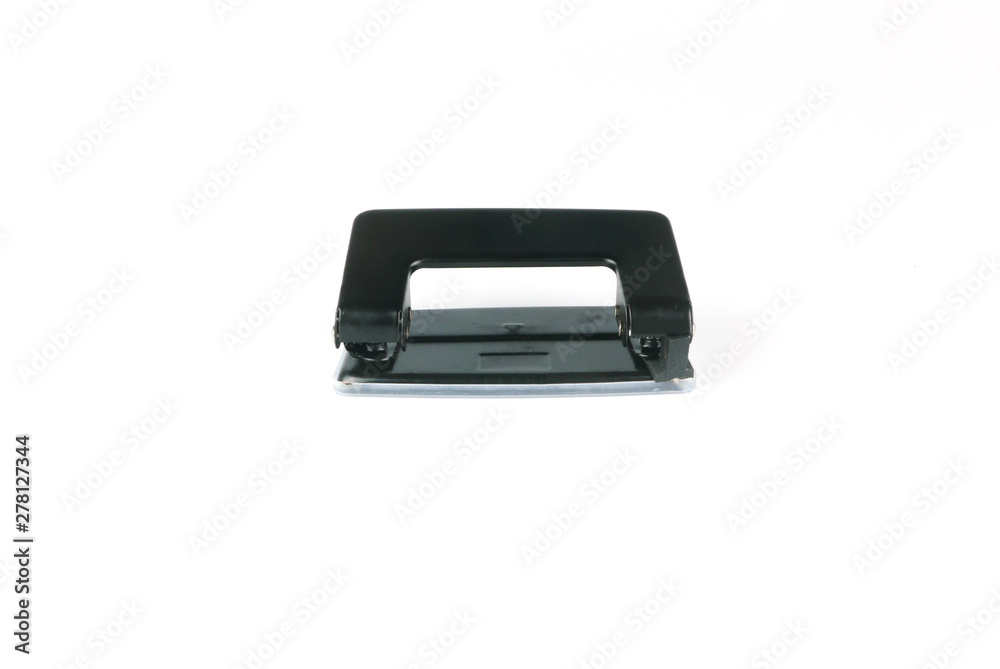 Black Office Paper Metal Stationary Hole Puncher isolated on white background, Black Office Paper Metal Stationary Hole Puncher isolated on white background,
