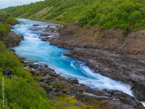 Hraunfossar, a series of waterfalls in western Iceland