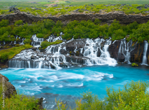 Hraunfossar  a series of waterfalls in western Iceland