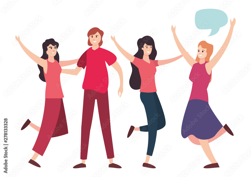 happy young people group character talk bubble happy young people group character talk bubble