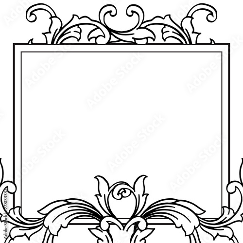 Pattern flower with boder element, for birthday invitation cards. Vector