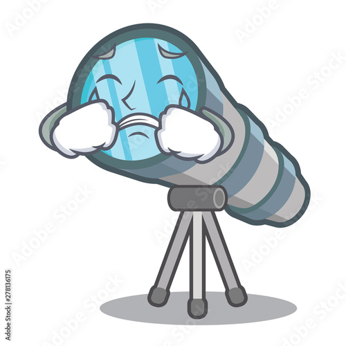 Crying miniature telescope above the character table