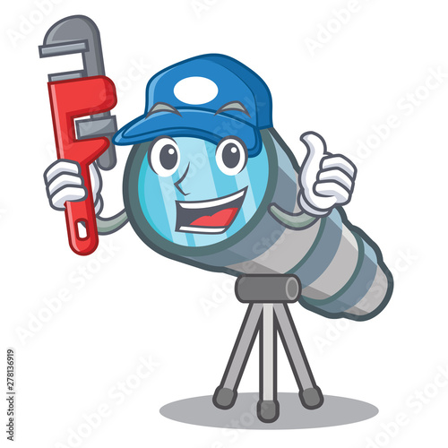 Plumber toy telescope in a cartoon chair